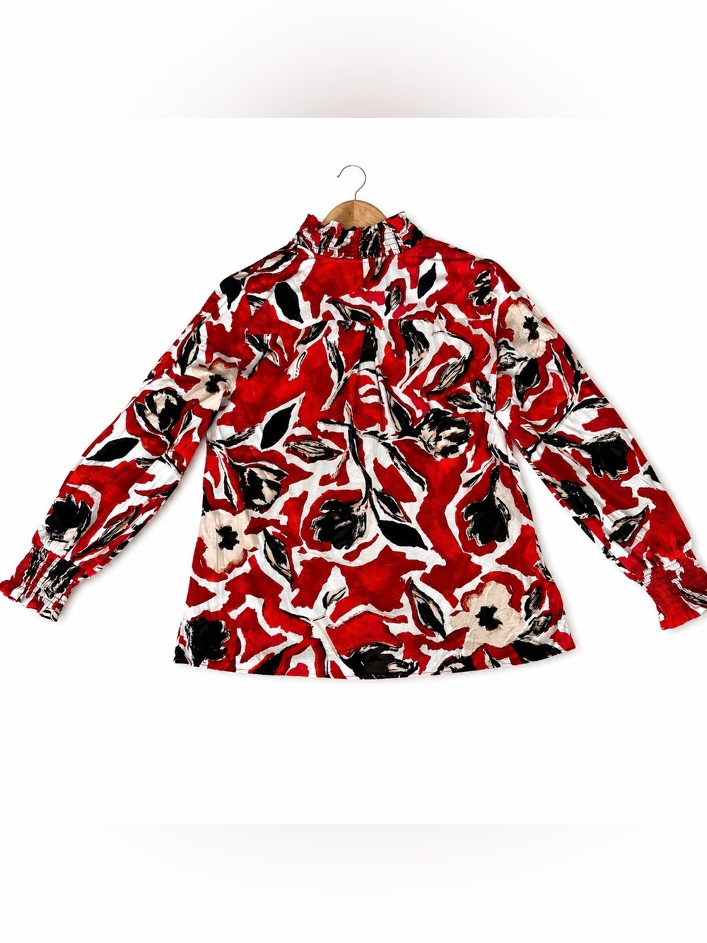NIC+ZOE Red/Black Abstract Floral Blouse, Women’s Size Medium - Picture 5 of 8